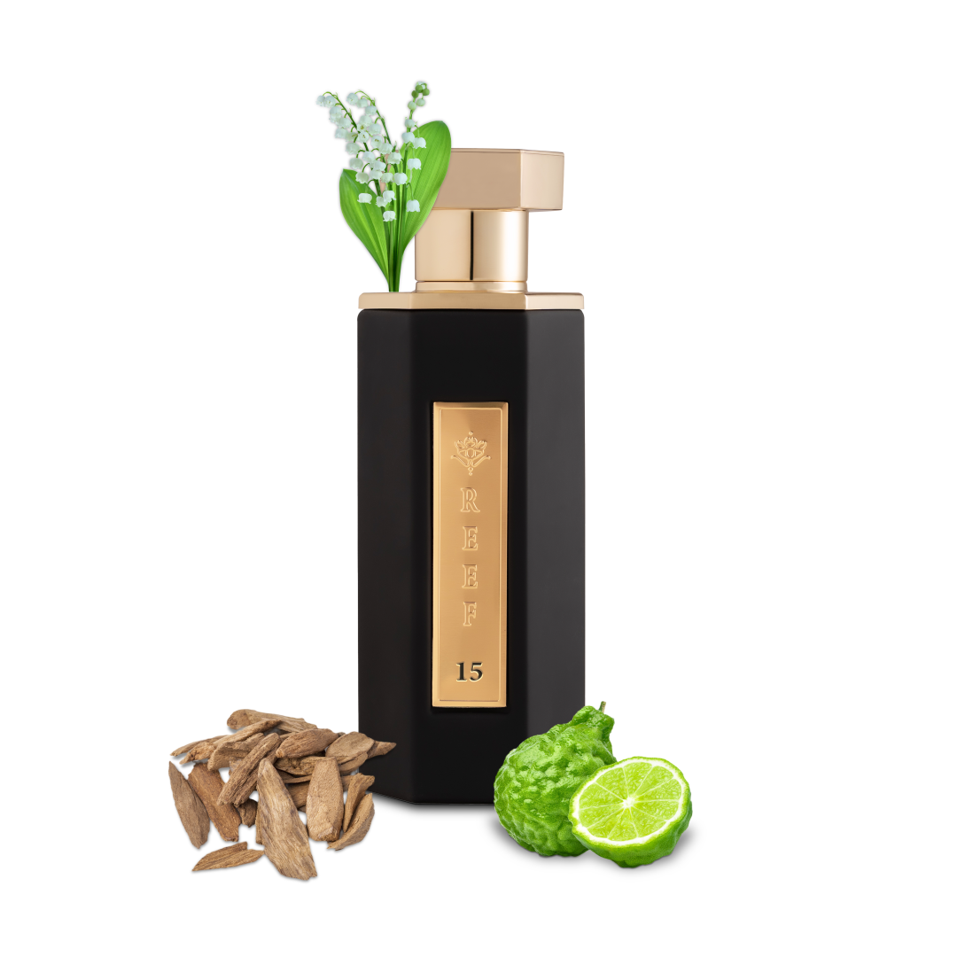 REEF – 15 parfum met geurnoten bergamot, maiglöckje en Sidr Oud – een zomerse mannengeur met bloemige frisheid en houtachtige diepte