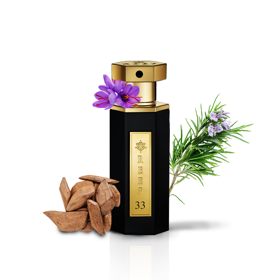 REEF – 33 mini parfum met saffraan, rozemarijn en oud – een kruidige en warme geur vol mysterie, nu in handig reisformaat