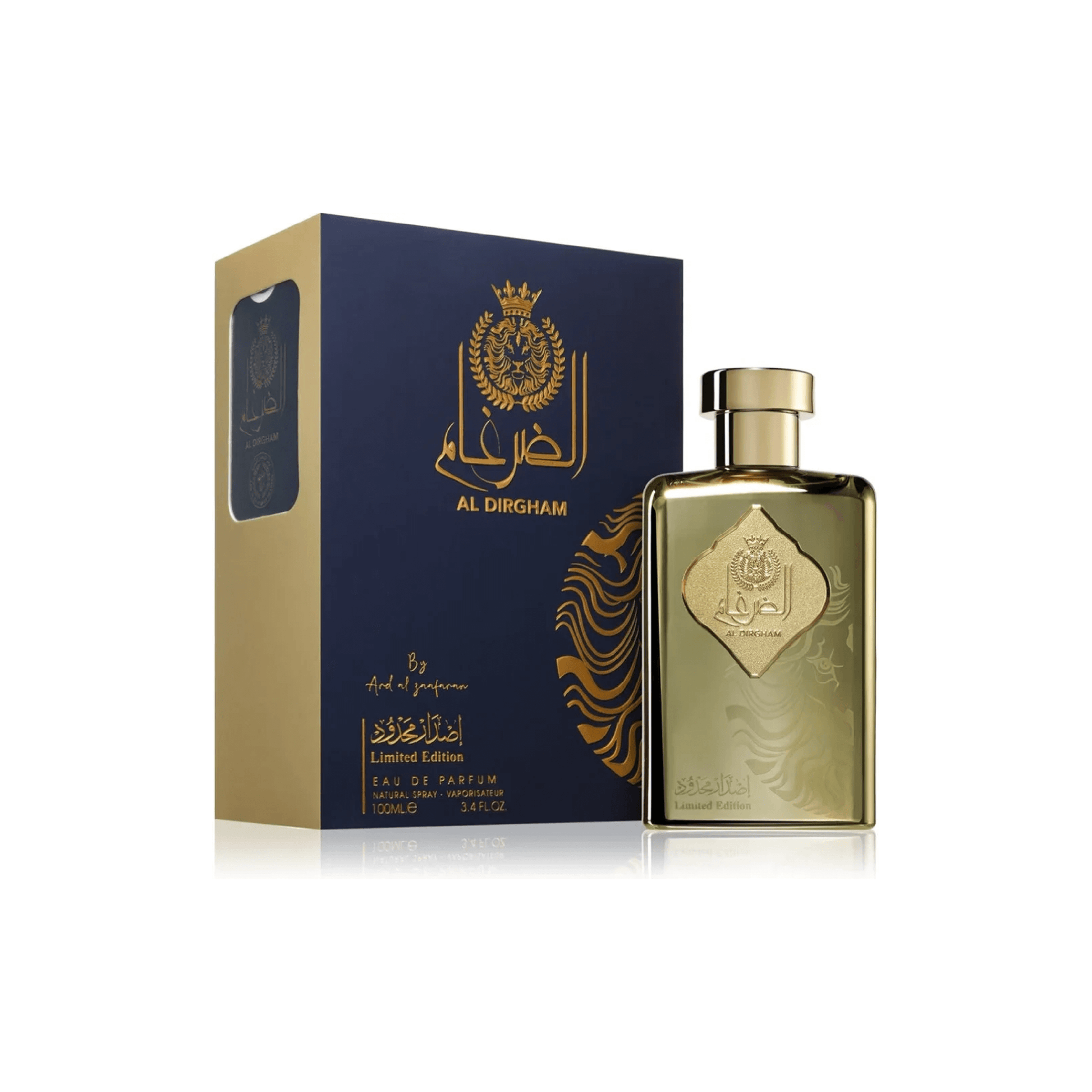 ARD AL ZAAFRAN – AL DIRGHAM parfum met flacon en verpakking – een krachtige geur met citrus, gember en een sensuele houtbasis