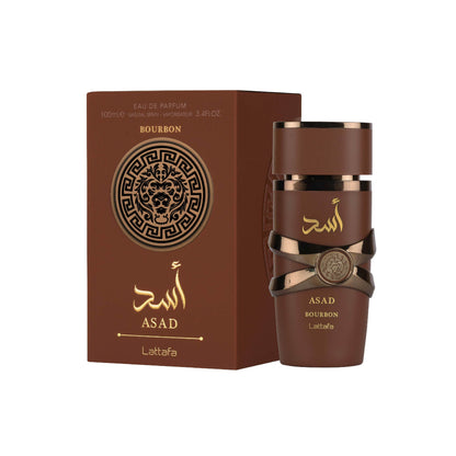 LATTAFA – ASAD BOURBON parfumverpakking gesloten – een luxueuze unisex geur met noten van nootmuskaat, cacao en amber