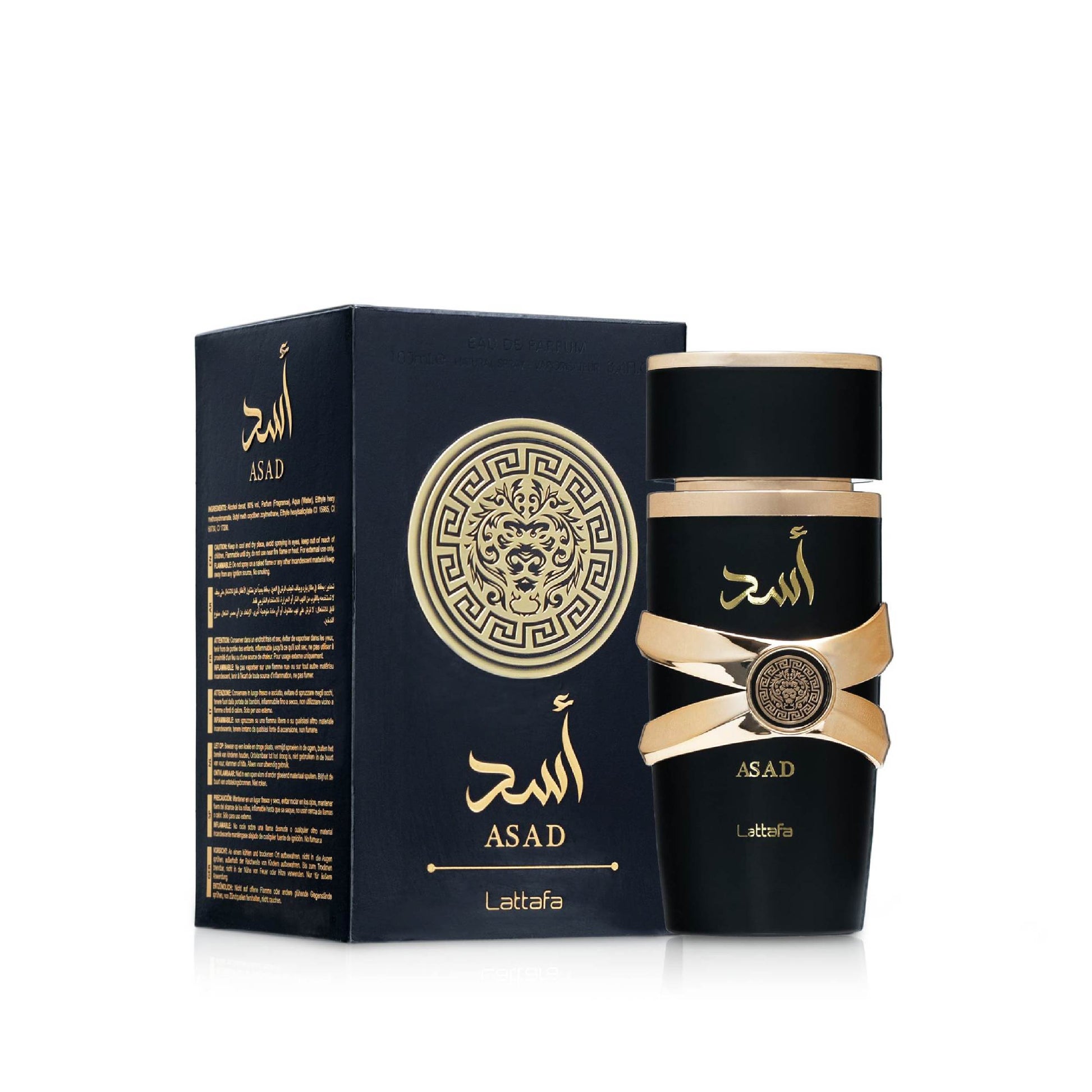 LATTAFA – ASAD parfum met flacon en verpakking – een intense mannengeur met ananas, koffie en houtnoten voor een mysterieuze en luxueuze uitstraling